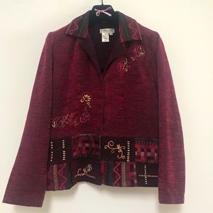 Coldwater Creek Embroidered Patchwork Blazer Jacket